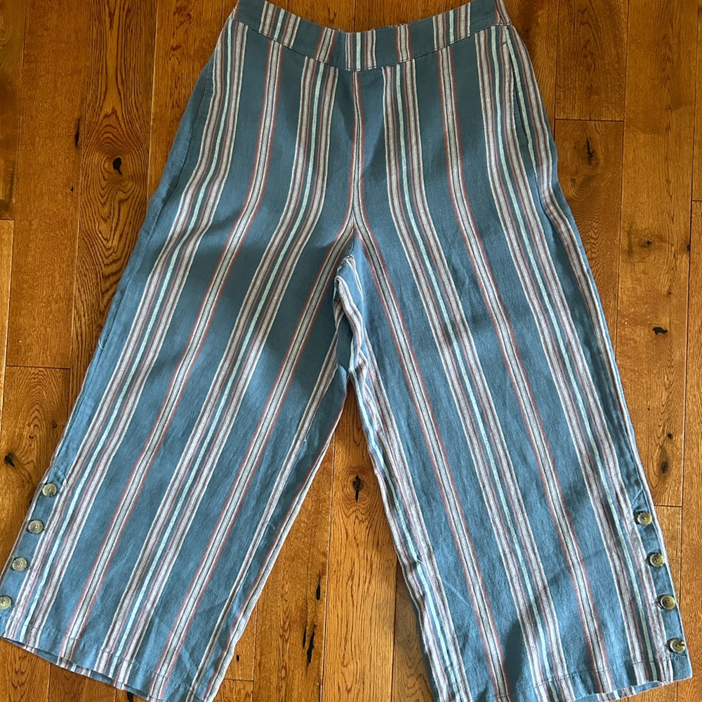 a.n.a. Blue Striped Wide Legged Pant M